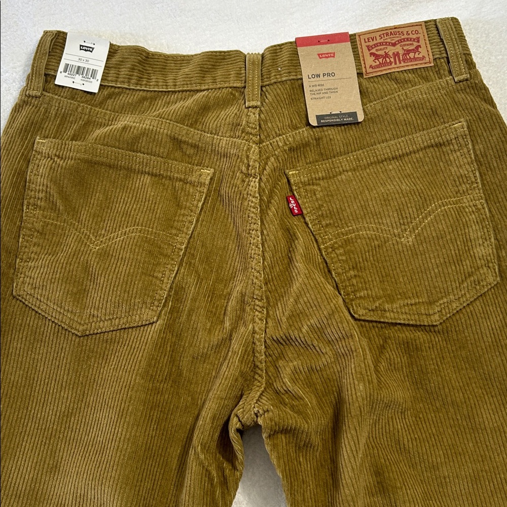Levi’s 30 x30 Jeans Low Pro Golden Tan Corduroy MidRise Straight Leg Relaxed NWT - Picture 8 of 13
